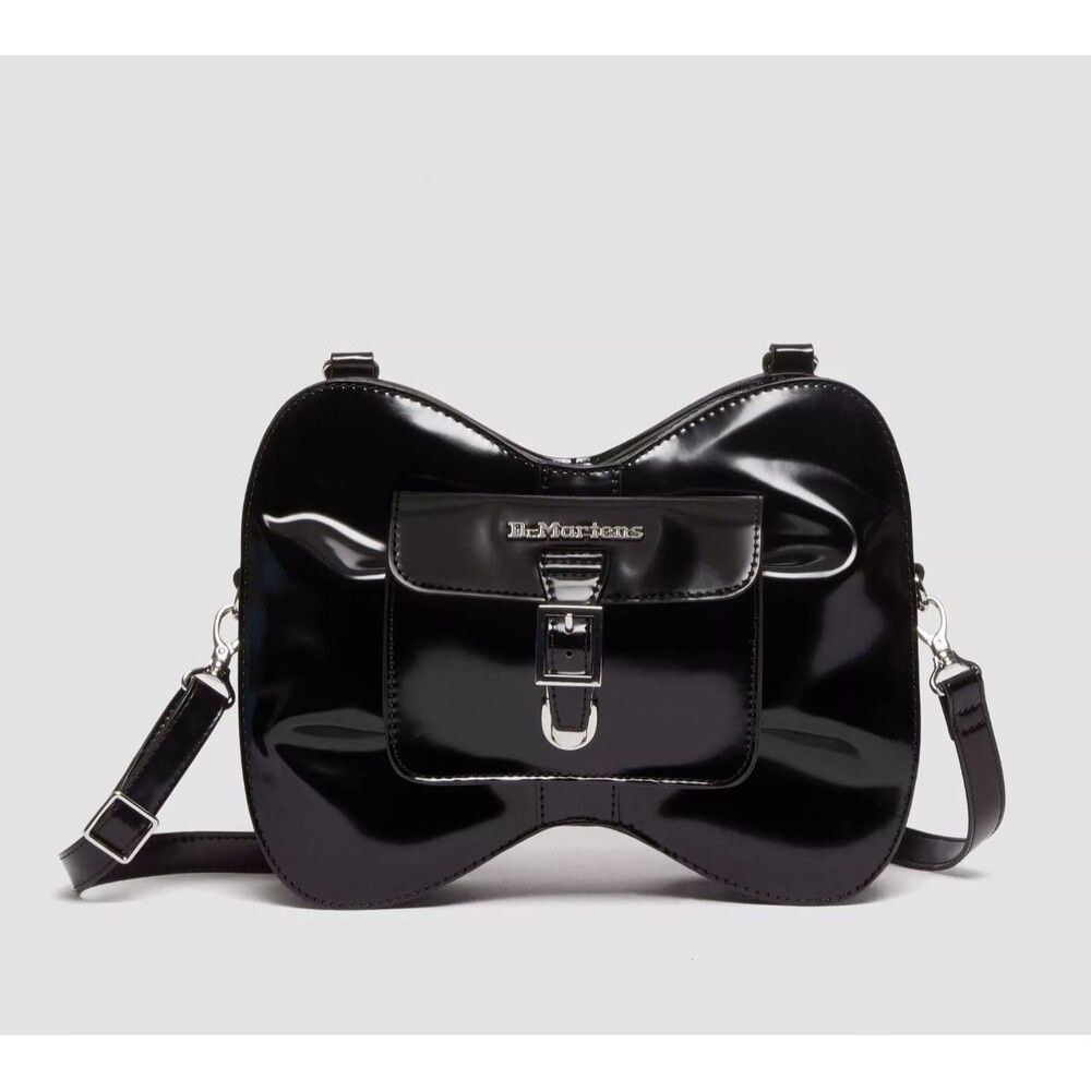 DR. MARTENS Women's Goth Bow Vegan Patent Crossbody Backpack Black Bag AD083001